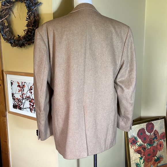 VINTAGE 60’s Genuine Camelhair 2-Button 42R Blazer Classic Tan Tufted Buttons - Picture 7 of 16